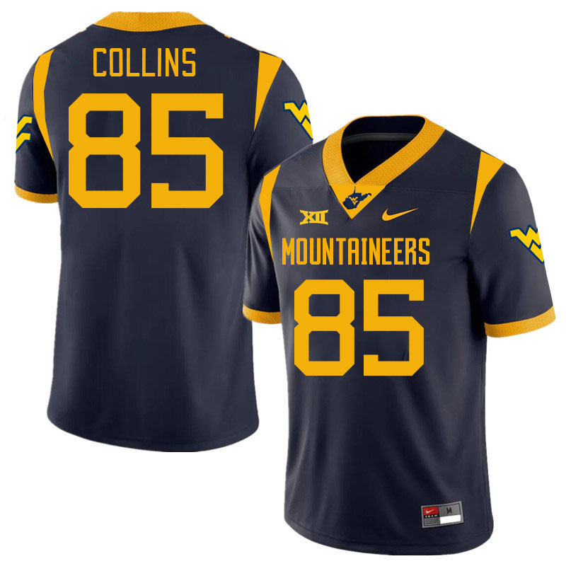 #85 Dom Collins West Virginia Mountaineers College 2024 New Uniforms Football Jerseys Stitched Sale-Navy